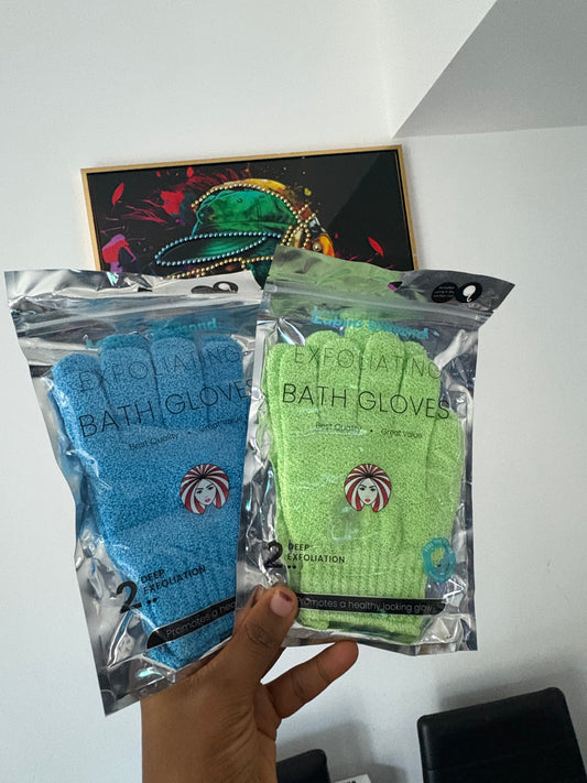 Exfoliating shower gloves