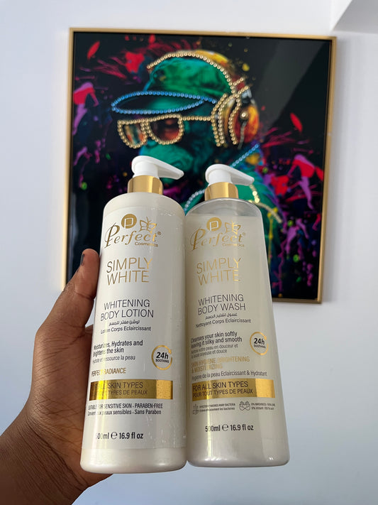 Simply white whitening Shower gel and Body lotion