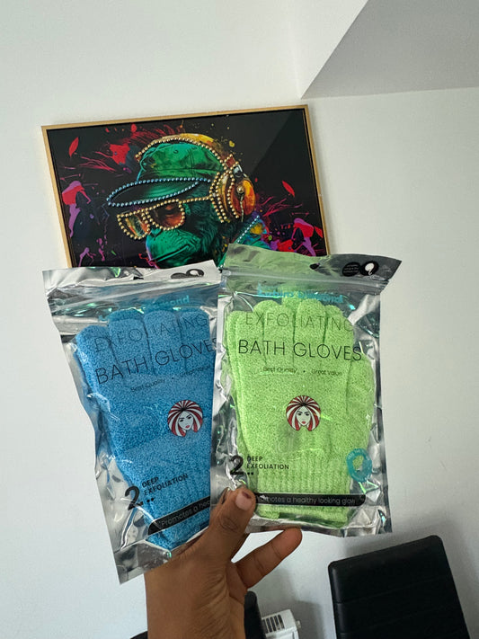 Exfoliating shower gloves